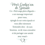 Message en français sur la carte de l’épinglette « Pour quelqu’un de spécial ».