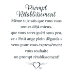 Message en français sur la carte de l’épinglette « Prompt rétablissement ».