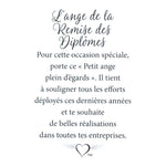 Message en français sur la carte de l’épinglette « Remise des diplômes ».