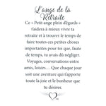Message en français sur la carte de l’épinglette « Retraite ».