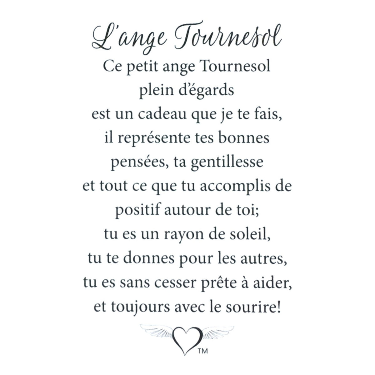 Message en français sur la carte de l’épinglette « Tournesol ».