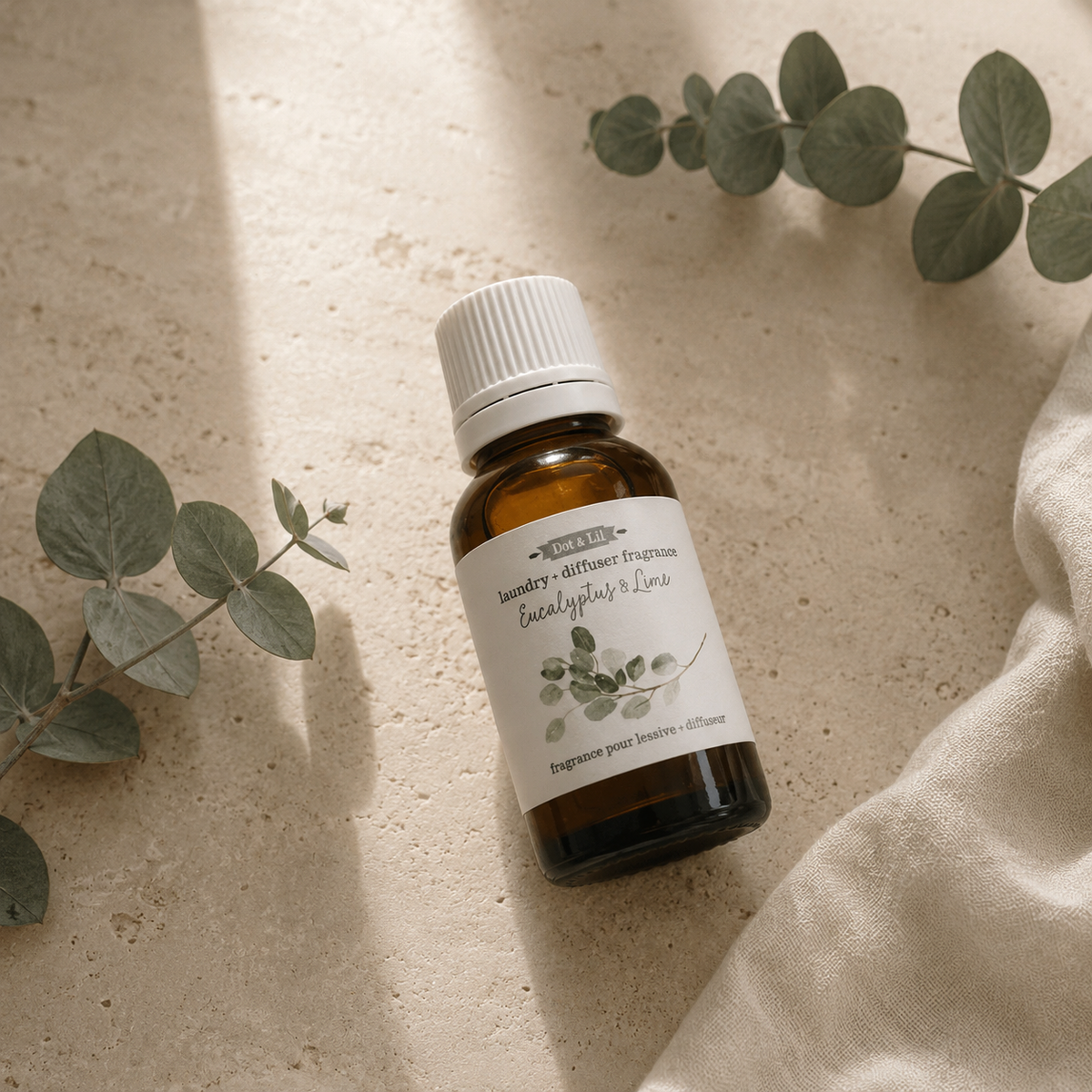 Essence parfumée pour la maison – Eucalyptus & lime de Dot & Lil – présentation du produit