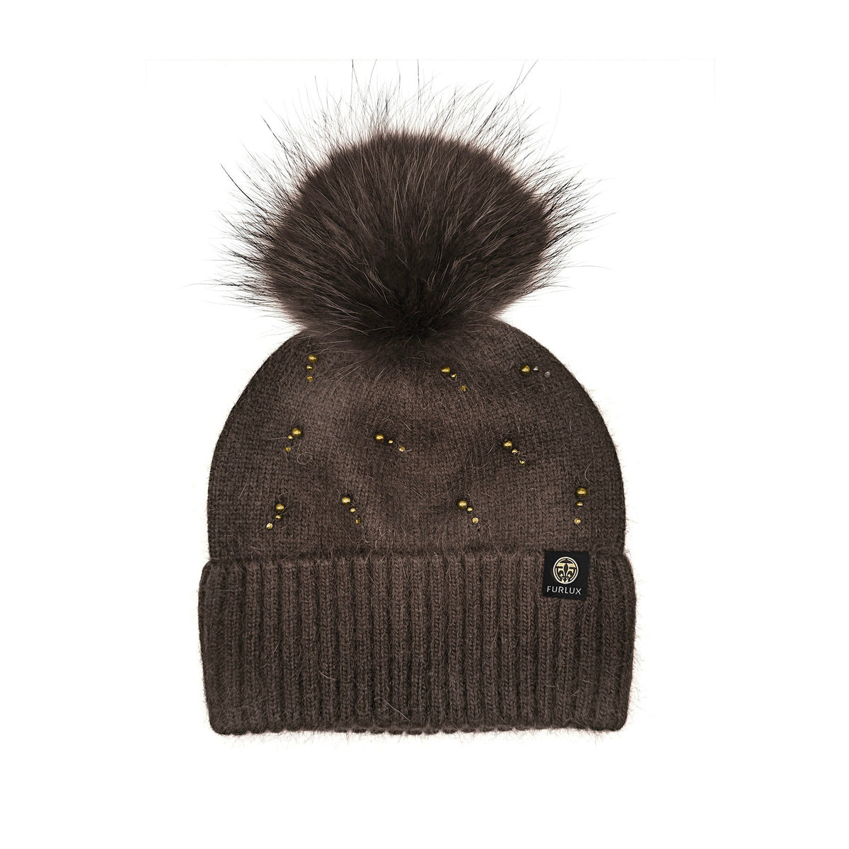 Tuque à perles et revers C2486 – Furlux, brun mélangé