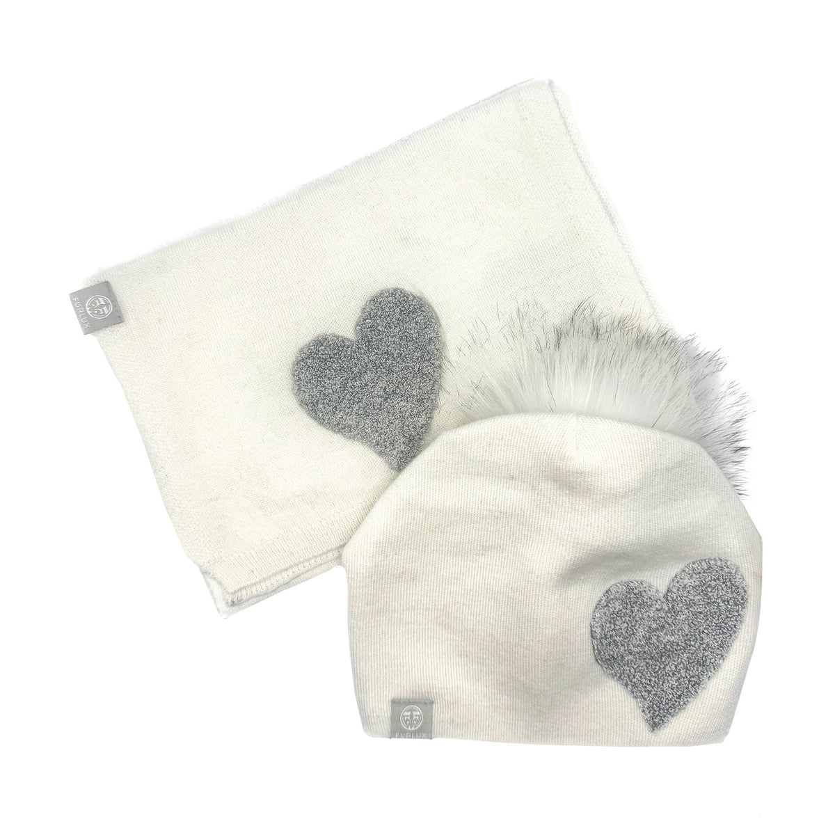 Foulard à cœur en relief Furlux SK110, blanc / argent — accessoires assortis illustrés