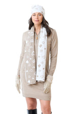 Foulard réversible à cœurs graffiti Furlux SK117, blanc / taupe — accessoires assortis illustrés