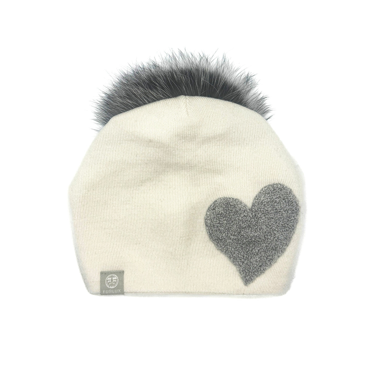 Tuque à cœur en relief Furlux B110, blanc / argent
