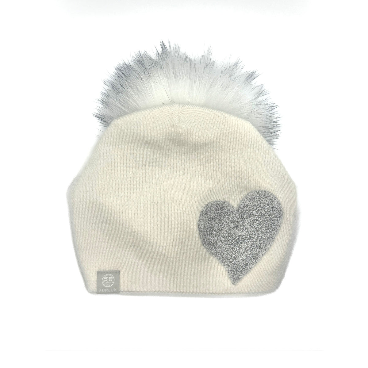Tuque à cœur en relief Furlux B110, blanc / argent