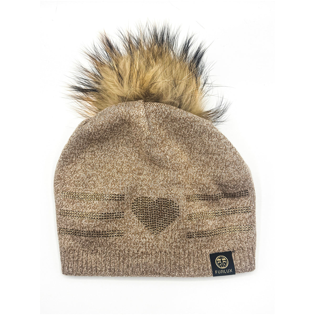 Tuque à cœur et trois rayures Furlux C204, avoine