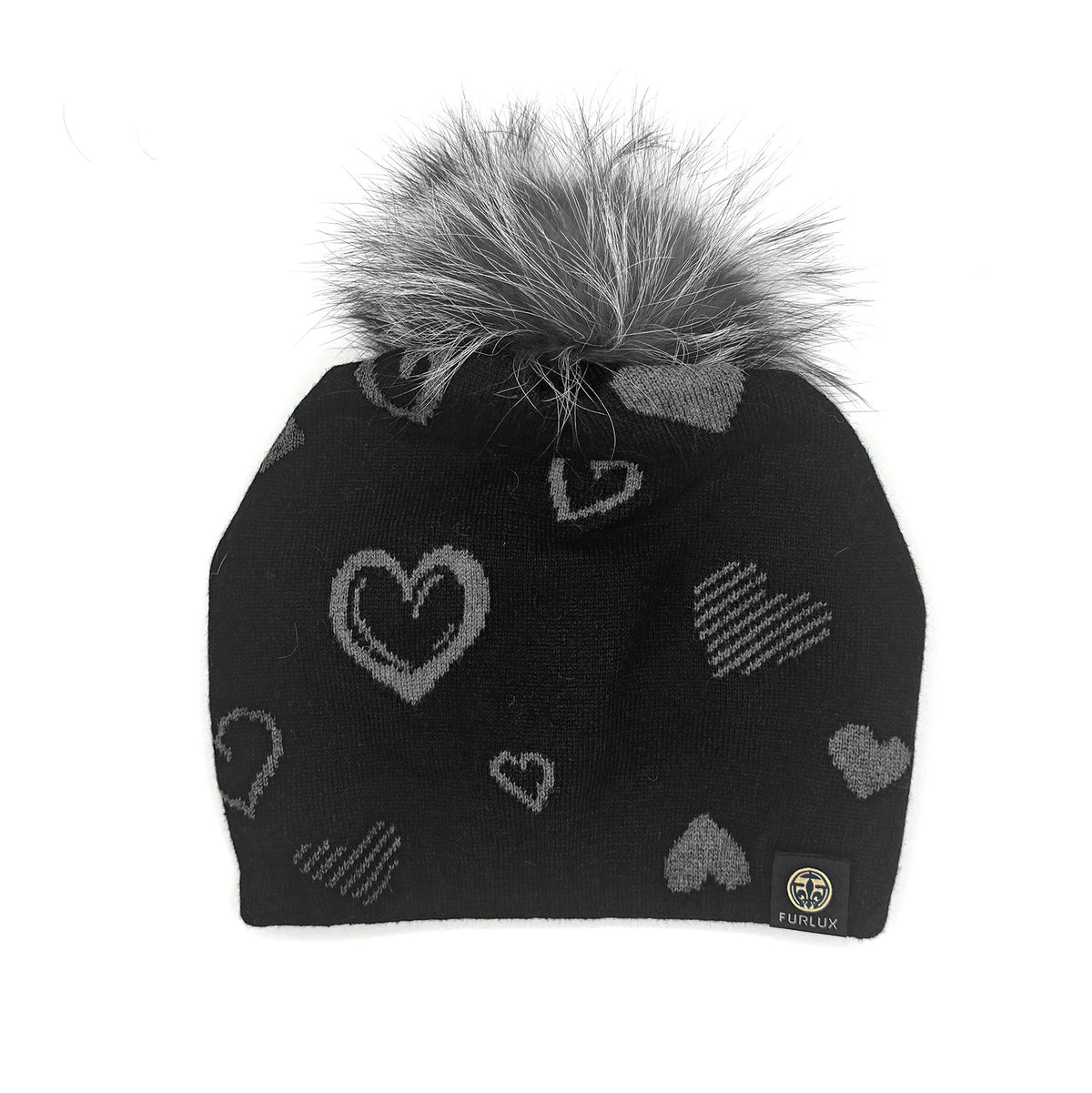 Tuque à cœurs graffiti Furlux B117, noir / argent