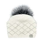 Tuque blanche Furlux C8135 à motif de losanges avec pompon contrastant