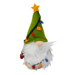 Gnome décoratif à barbe blanche et chapeau sapin vert, surmonté d’une étoile jaune