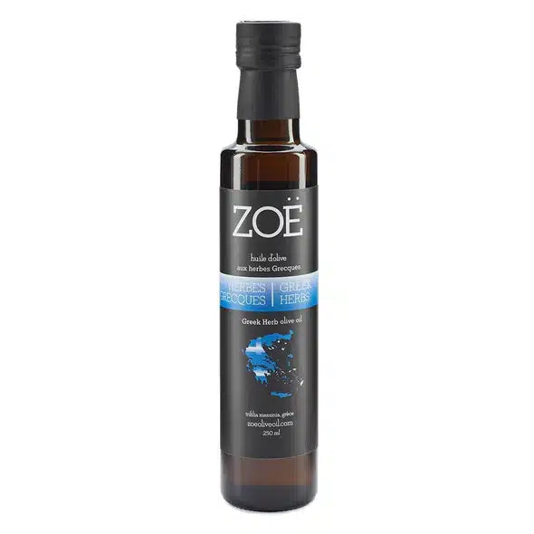 Huile d’olive aux herbes grecques Zoé – 250 ml – vue du produit