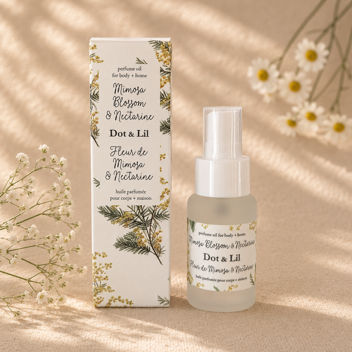 Huile de parfum – Fleur de mimosa & nectarine – 35 ml de Dot & Lil