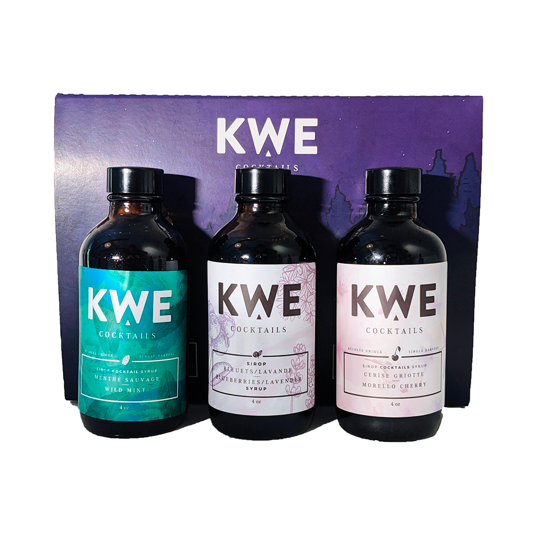 Coffret-cadeau de trois bouteilles KWE pour cocktails