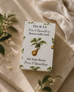 Lait de bain en sachet – Poire & osmanthus – 75 g de Dot & Lil – présentation du produit