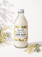 Lait de bain – Fleur de mimosa & nectarine – 330 g de Dot & Lil – présentation du produit