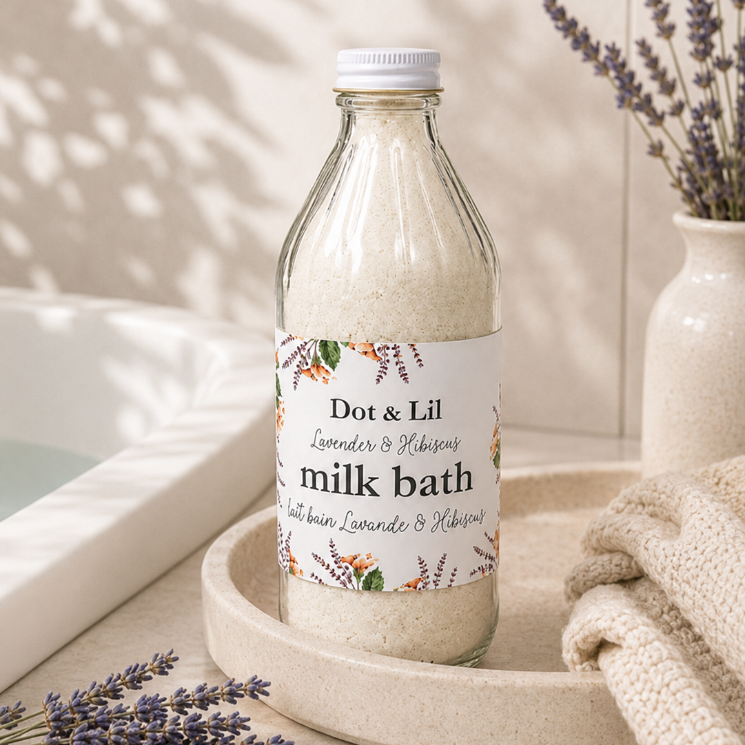 Lait de bain – Lavande & hibiscus – 330 g de Dot & Lil