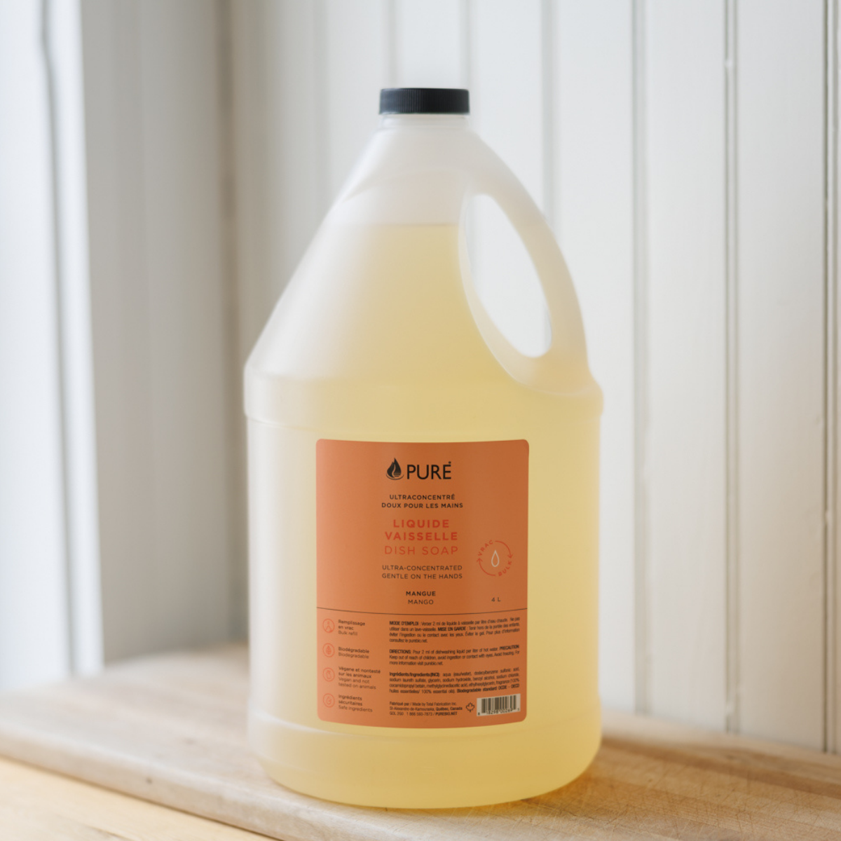 Liquide à vaisselle Pure – Mangue – 4 L — présentation du produit