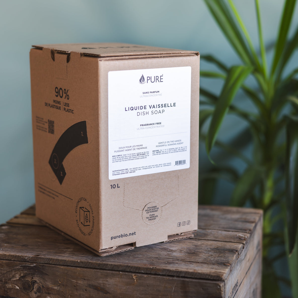 Liquide à vaisselle Pure – Sans parfum – 10 L — présentation du produit