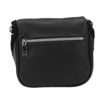 Sac banane Deluxe Maison Taïga noir en cuir synthétique avec fermeture éclair argentée et compartiments organisés