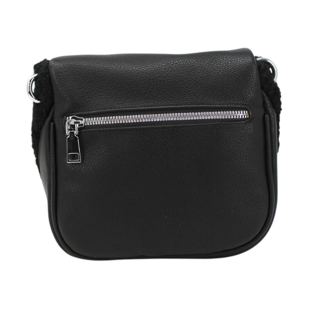 Sac banane Deluxe Maison Taïga noir en cuir synthétique avec fermeture éclair argentée et compartiments organisés
