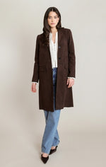 Manteau en suédine Dex, coloris chocolat, vêtement porté