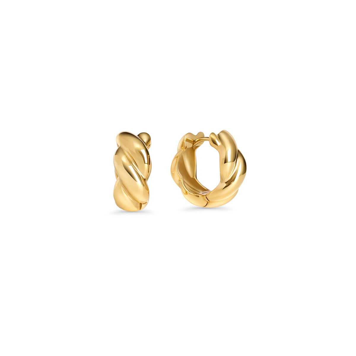 Boucles Dormeuses Sevigne Mia, fini doré, vue du bijou sur fond blanc