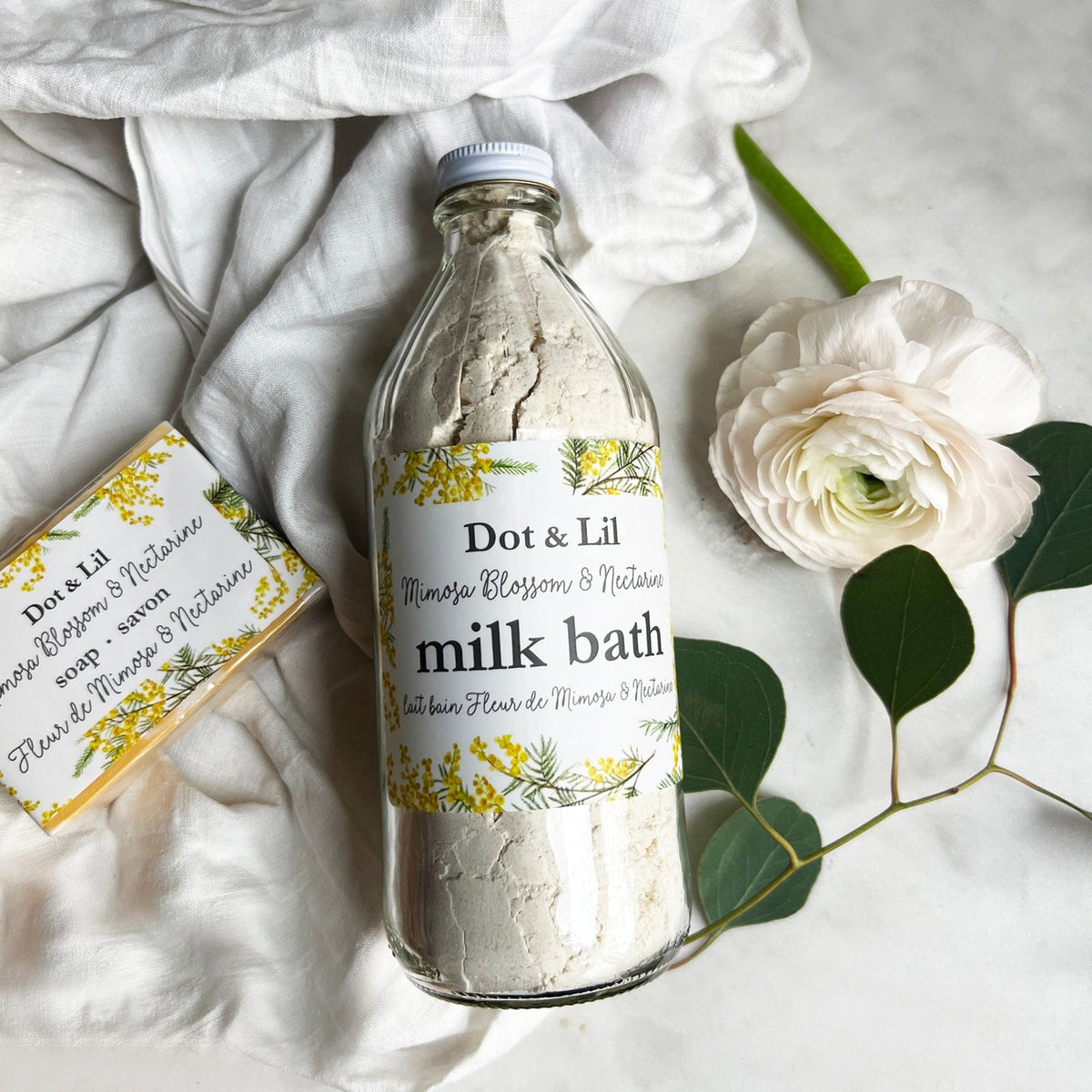 Bouteille de lait de bain Mimosa et Nectarine