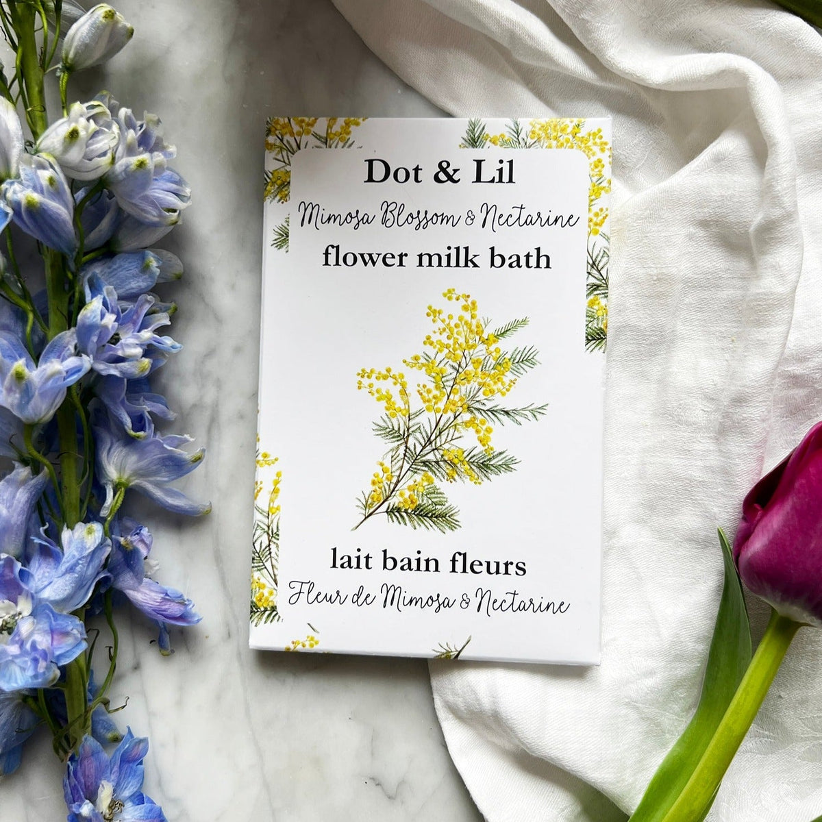 Sachet de lait de bain Mimosa et Nectarine de Dot & Lil
