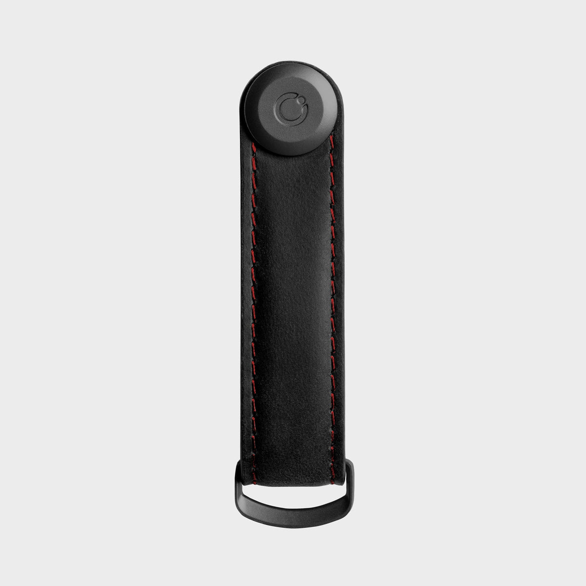 Organiseur de clés en cuir Crazy Horse Orbitkey — noir à surpiqûres rouges — vue de face