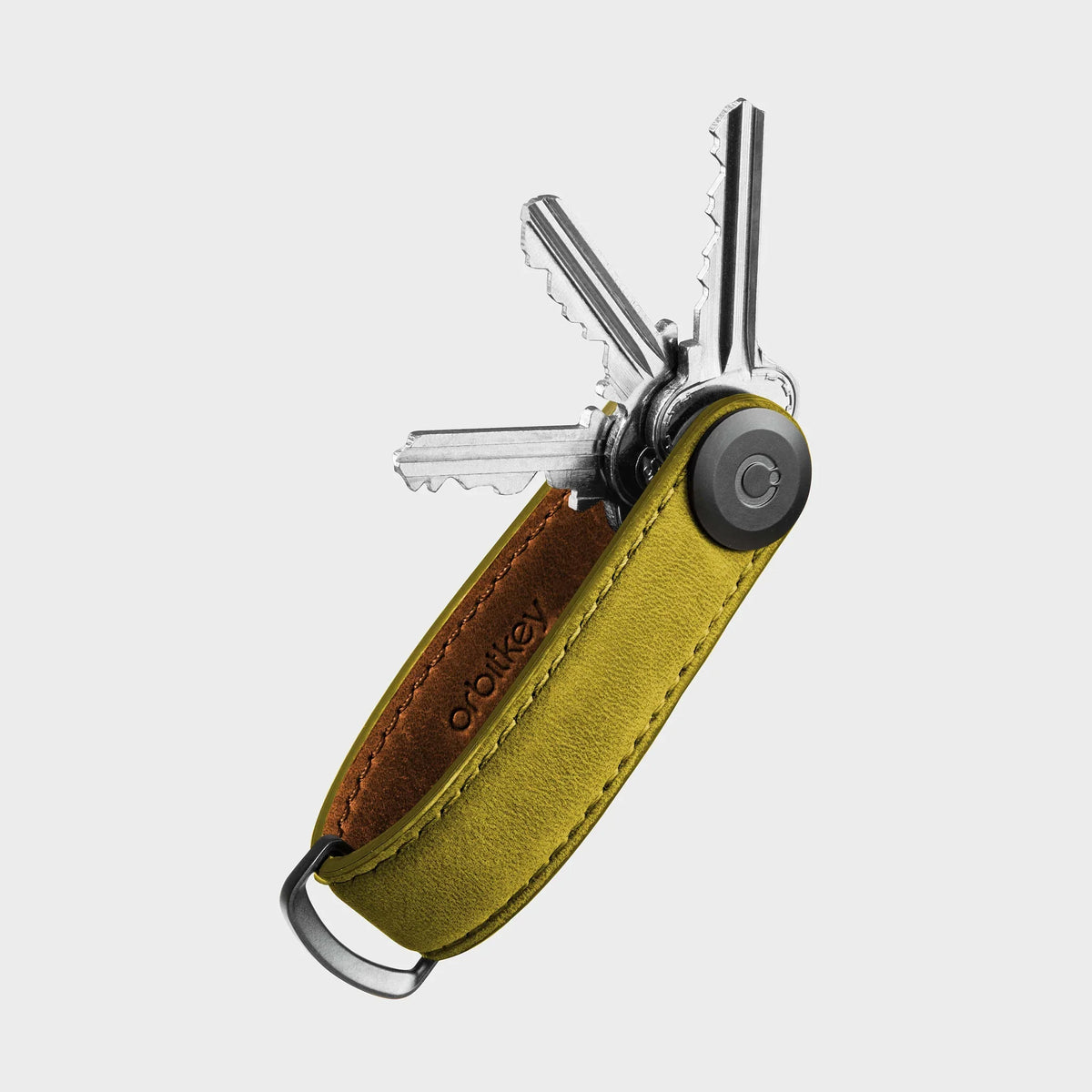 Organiseur de clés en cuir Crazy Horse Orbitkey — vert avec clés déployées