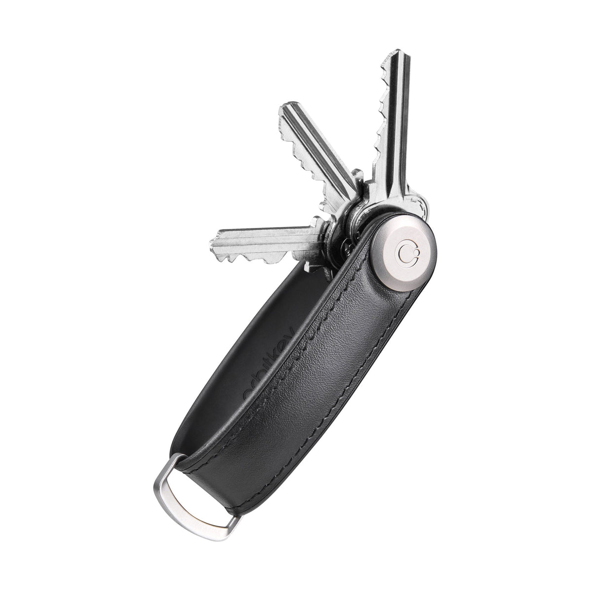 Organiseur de clés en cuir hybride Orbitkey — noir — clés déployées