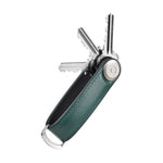 Organiseur de clés en cuir hybride Orbitkey — vert pin — clés déployées