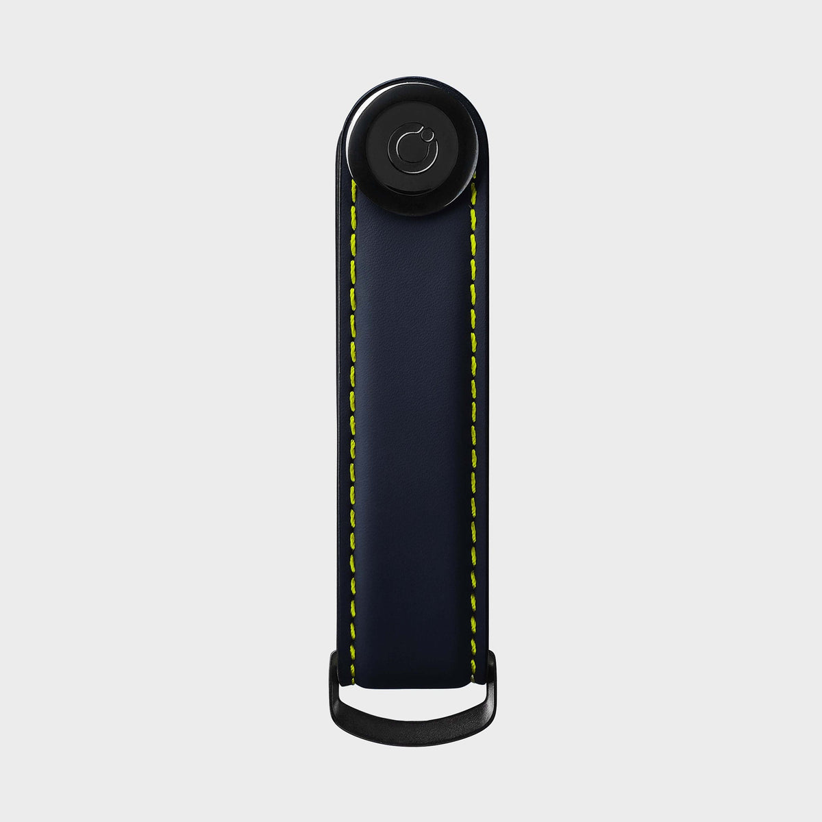 Organiseur de clés en cuir mat Orbitkey — Cyber bleu foncé et jaune — vue de face