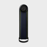 Organiseur de clés en cuir mat Orbitkey — Cyber bleu foncé et jaune — vue de face