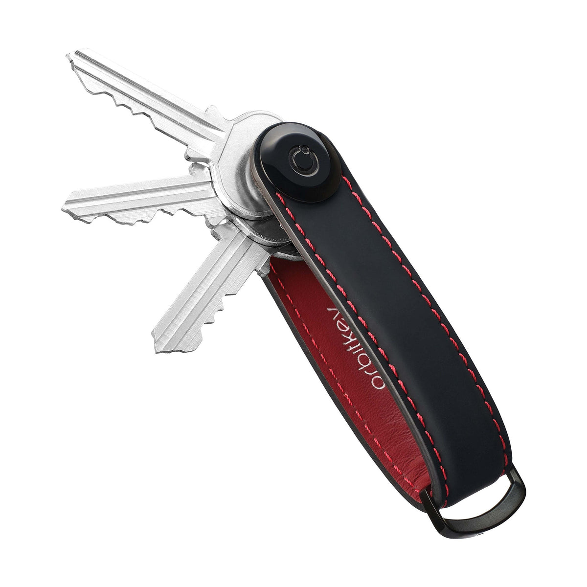 Organiseur de clés en cuir mat Orbitkey — noir et rouge — vue du produit