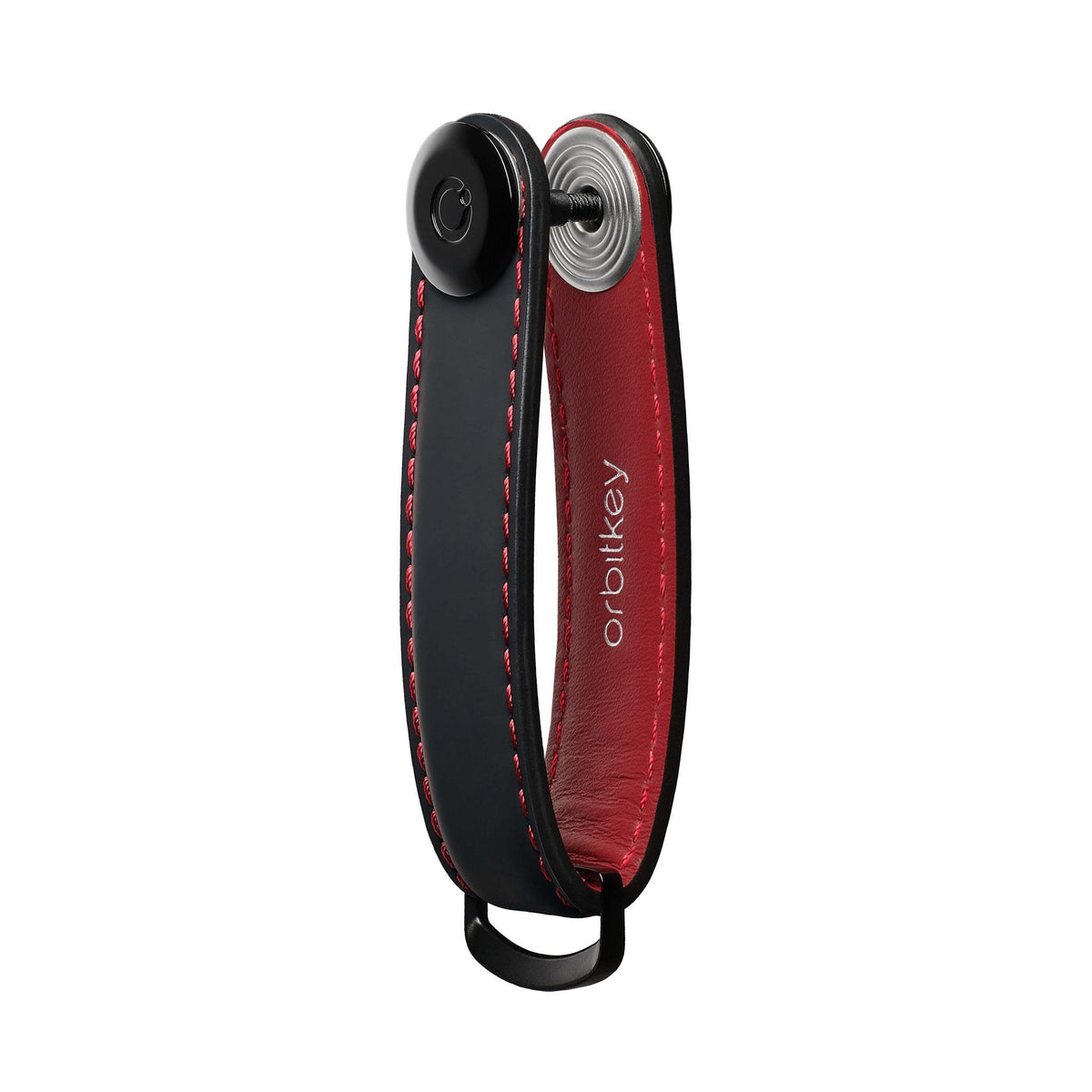 Organiseur de clés en cuir mat Orbitkey — noir et rouge — vue du produit