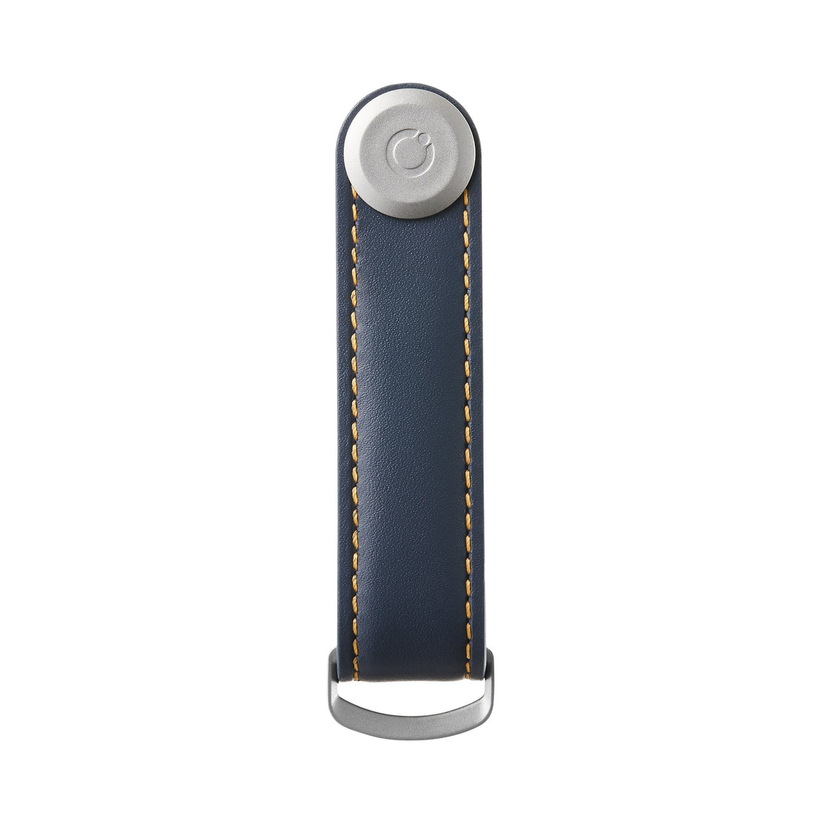 Organiseur de clés en cuir Orbitkey — bleu marine à surpiqûres beiges — vue de face