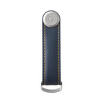 Organiseur de clés en cuir Orbitkey — bleu marine à surpiqûres beiges — vue de face
