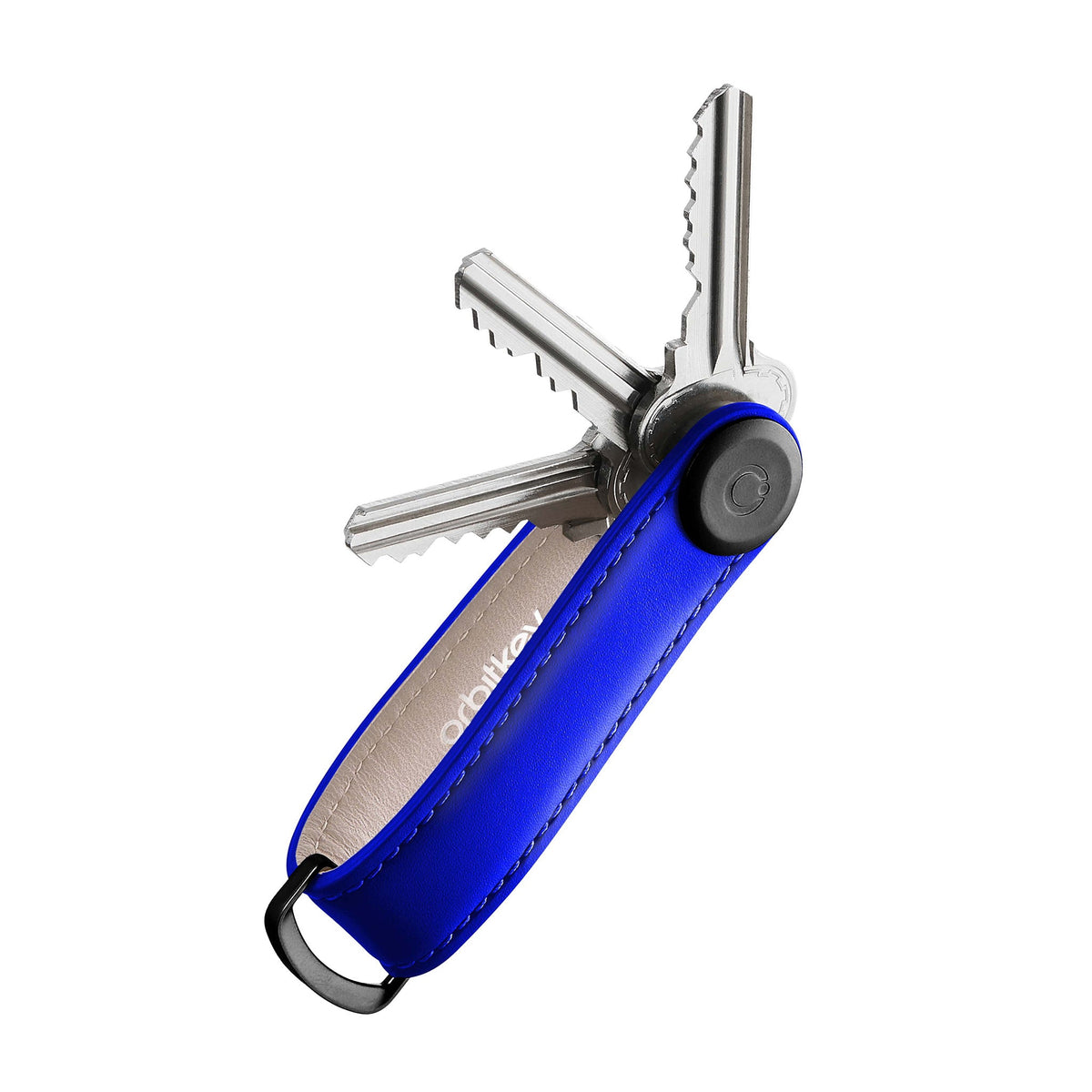 Organiseur de clés en cuir Orbitkey — bleu outremer — clés déployées