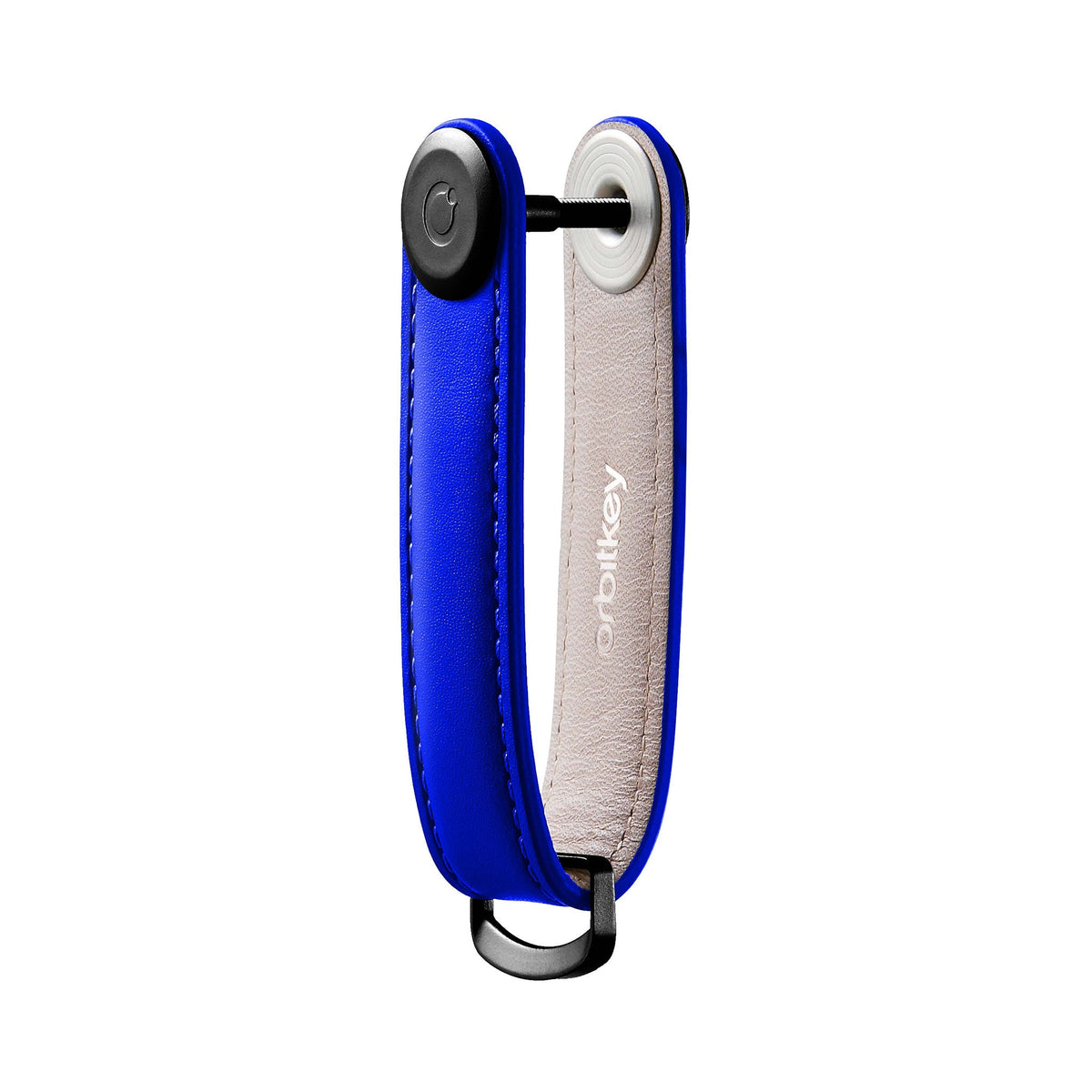 Organiseur de clés en cuir Orbitkey — bleu outremer — vue du profil