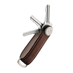 Organiseur de clés en cuir Orbitkey — brun espresso — clés déployées