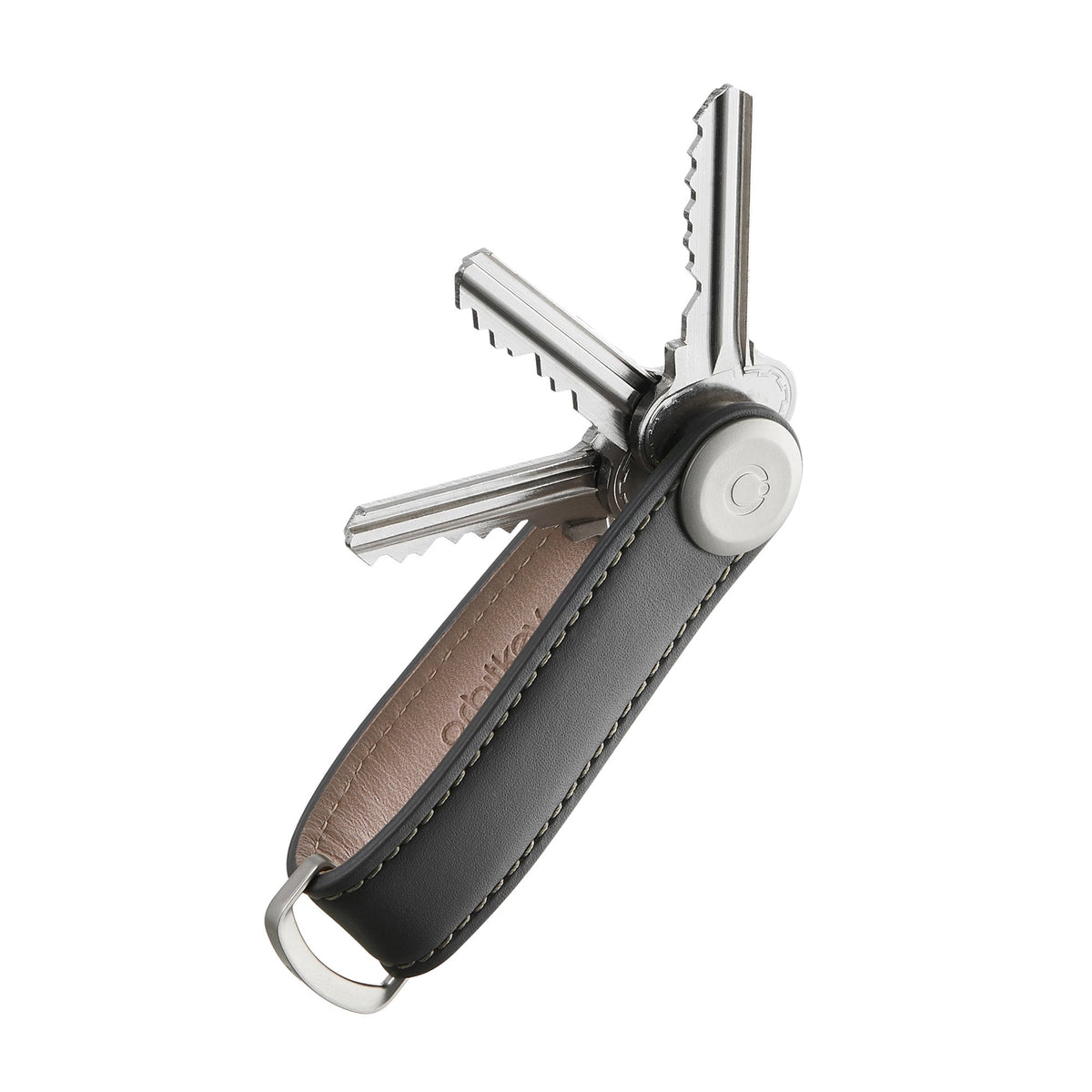 Organiseur de clés en cuir Orbitkey — gris charbon — clés déployées