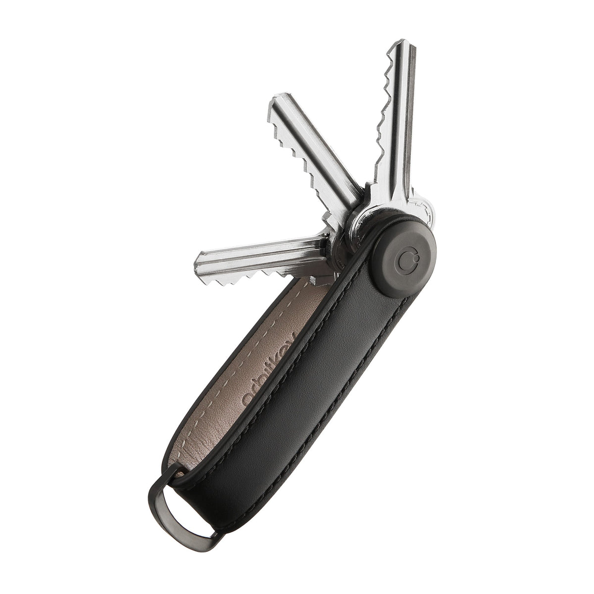 Organiseur de clés en cuir Orbitkey — noir — clés déployées