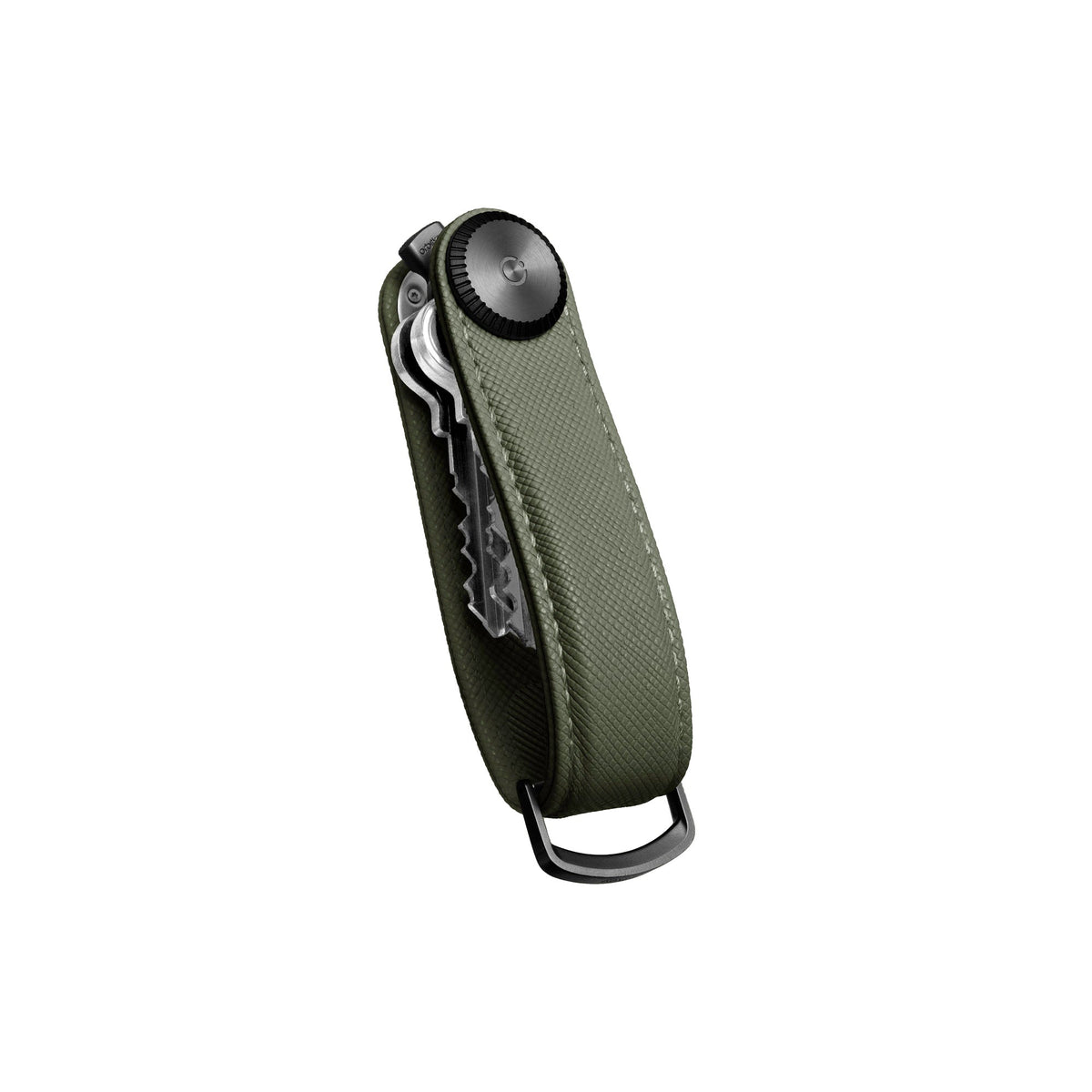 Organiseur de clés Pro en cuir Saffiano Orbitkey — vert olive — vue du produit