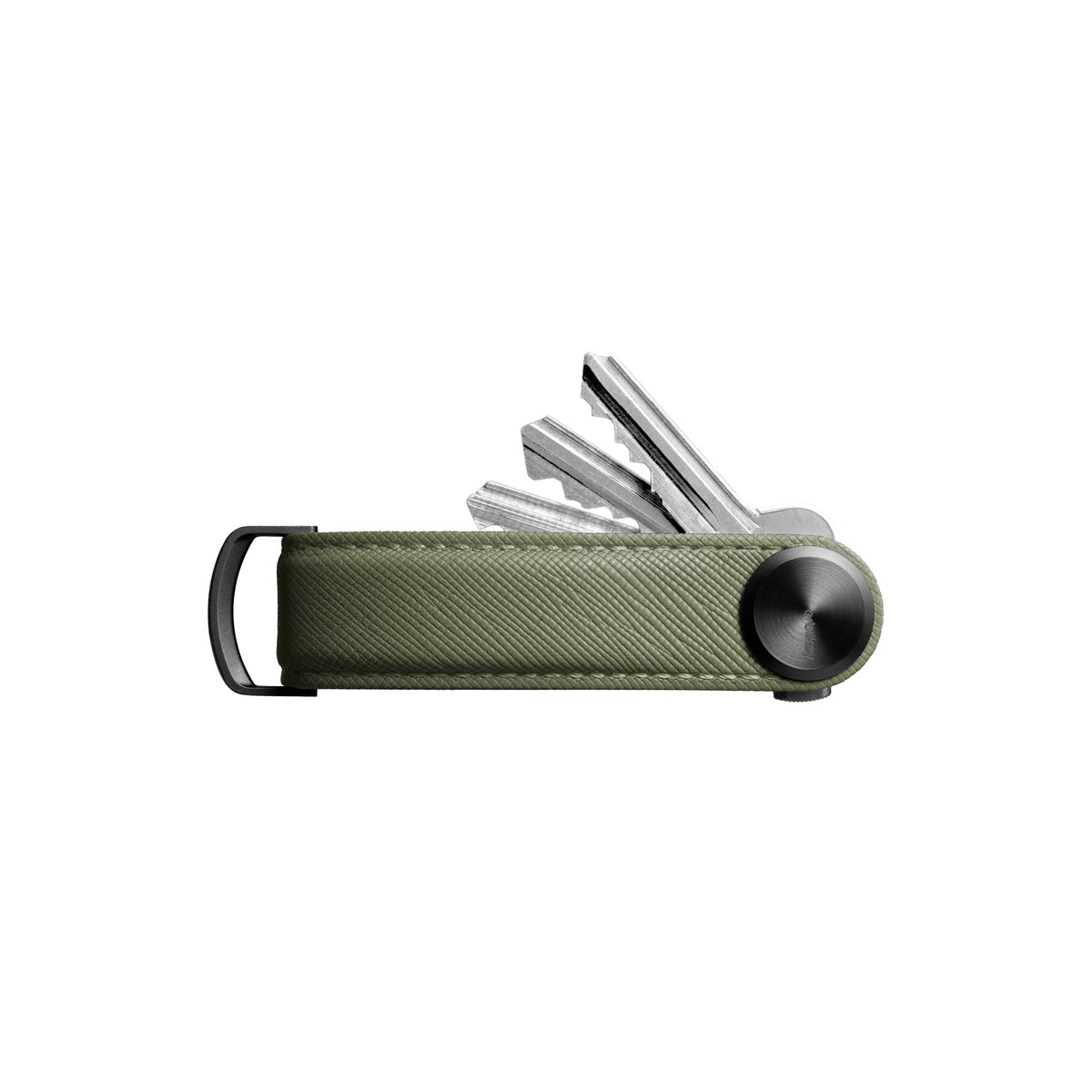 Organiseur de clés Pro en cuir Saffiano Orbitkey — vert olive — vue du produit