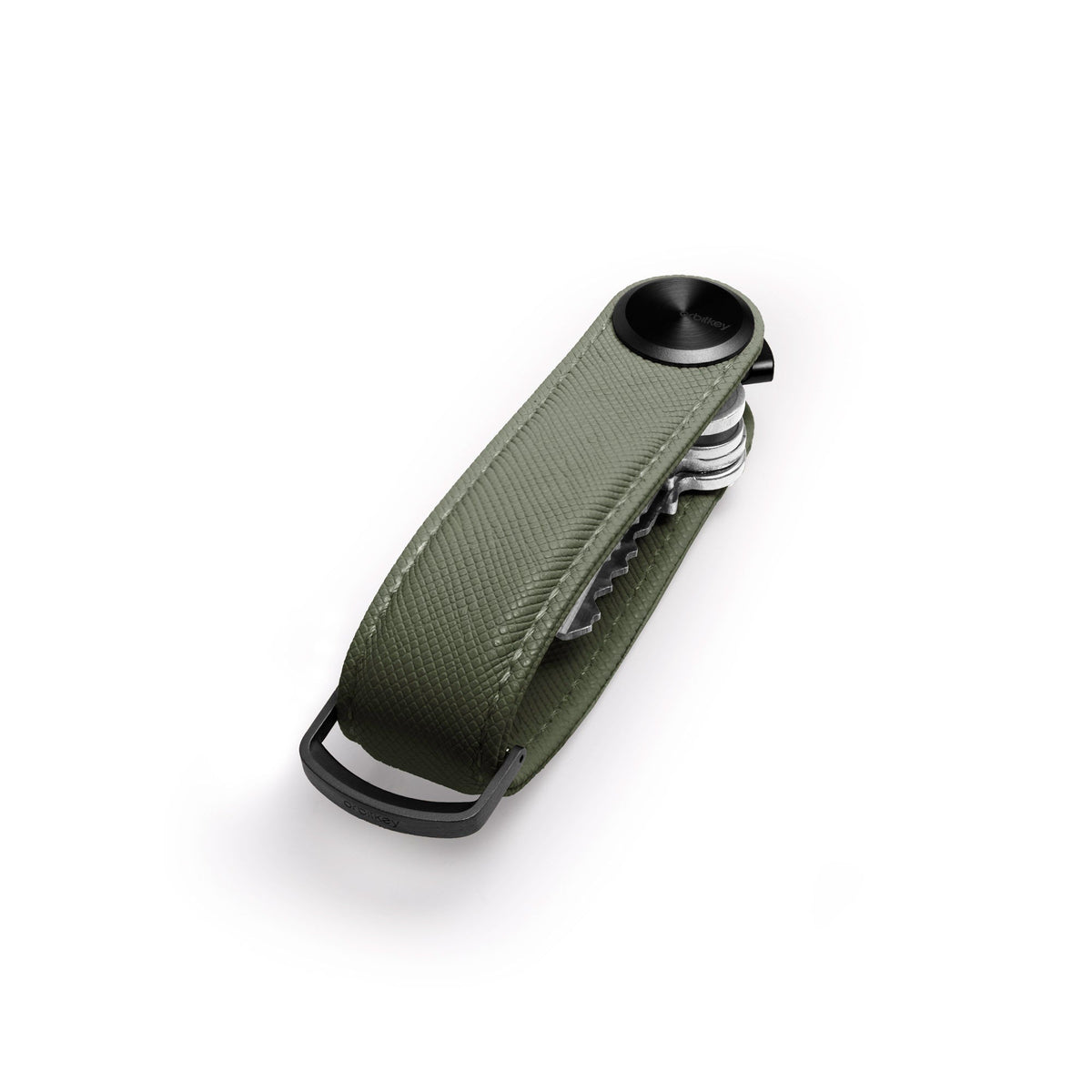 Organiseur de clés Pro en cuir Saffiano Orbitkey — vert olive — vue du produit