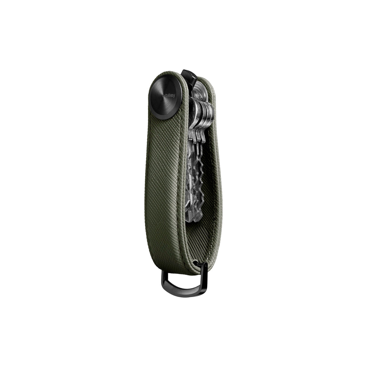 Organiseur de clés Pro en cuir Saffiano Orbitkey — vert olive — vue du produit