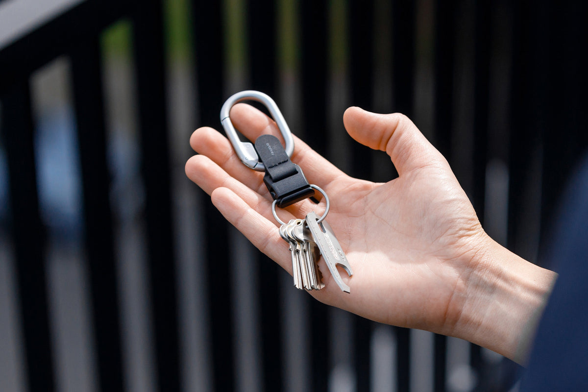 Outil multifonction Multi-Tool v2 Orbitkey — rangé dans un organiseur de clés tenu en main