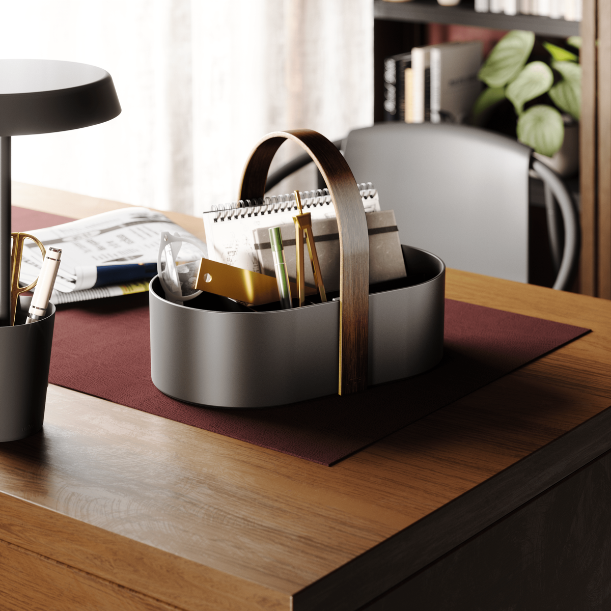 Panier de rangement Bellwood Umbra – Noir et noyer – présentation en situation